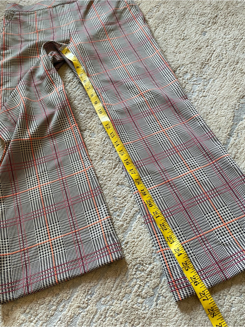 Spanx Perfect Kick Flare Ponte Plaid Trousers Orange Pop Pull On Pants: Large - Picture 3 of 9